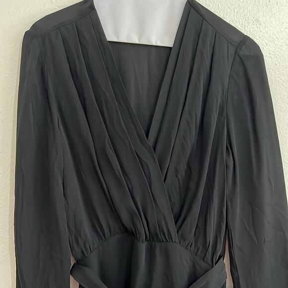 L’Agence Long Sleeve Black Whimsigoth  V  Neck Semi Sheer Mini Dress SZ 4 - Picture 1 of 8
